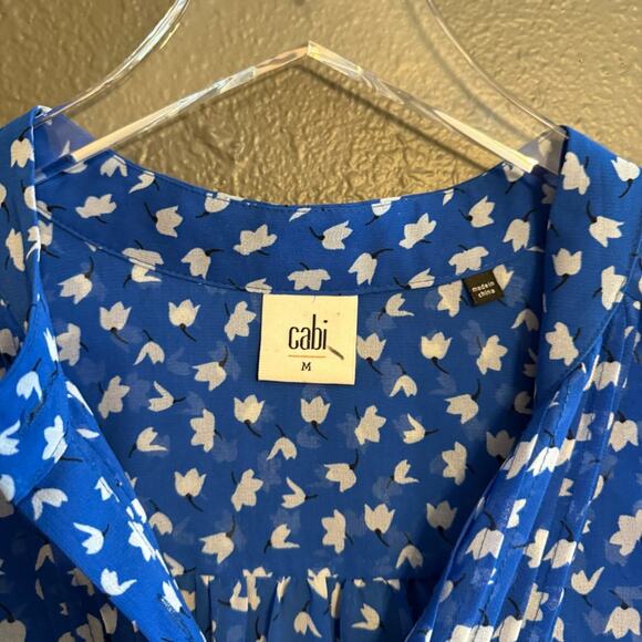 Cabi Blue Floral Peplum Blouse Size M - Picture 6 of 6